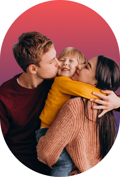 Happy family picture a mum a dad and their baby.