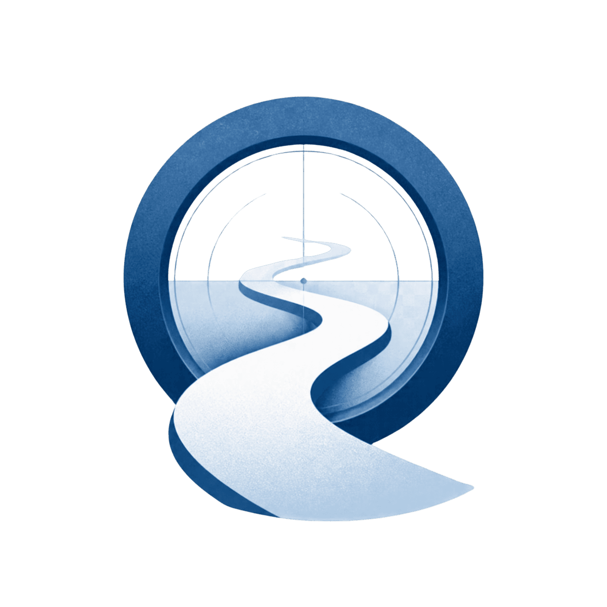 A winding path leads into the centre of a circular target icon.