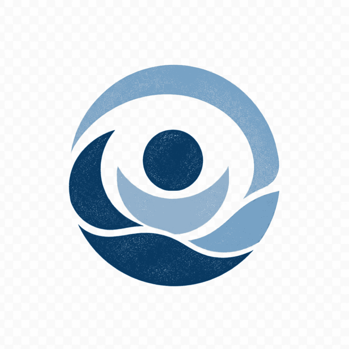 A circular logo featuring a stylised building or pillar icon in shades of blue and tan, enclosed by a dark blue arched frame.